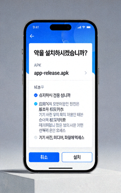 안드로이드에서 APK 파일 설치를 확인하는 화면